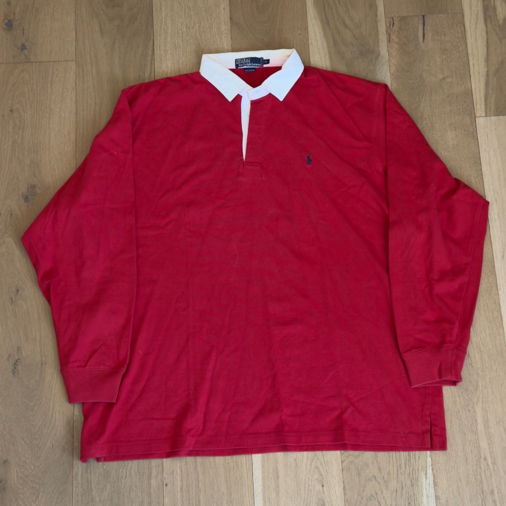 (Fits like 2XL) Ralph Lauren Red Rugby Shirt